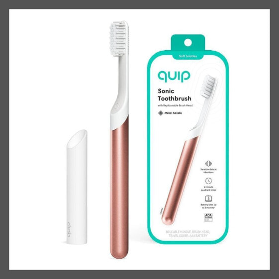 quip Metal Electric Toothbrush Starter Kit - 2-Minute Timer + Travel Case -