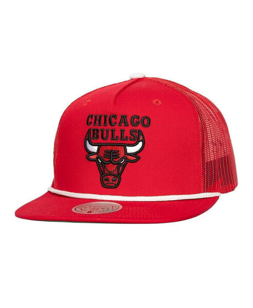 Men's Red Chicago Bulls Roper Meshback Trucker Snapback Hat