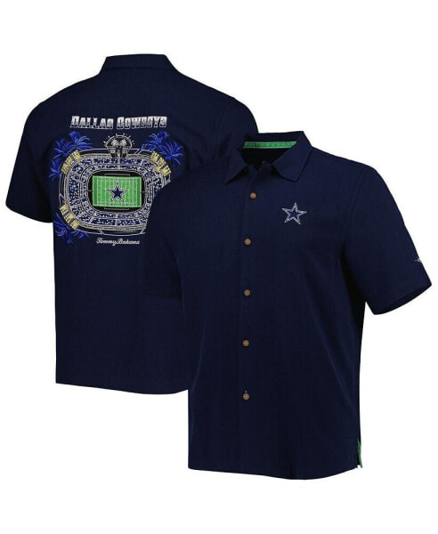 Men's Navy Dallas Cowboys Top of Your Game Camp Button-Up Shirt