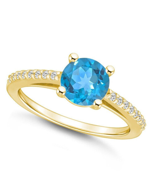 Blue Topaz (1-5/8 ct. t.w.) and Diamond (1/6 ct. t.w.) Ring in 14K Yellow Gold
