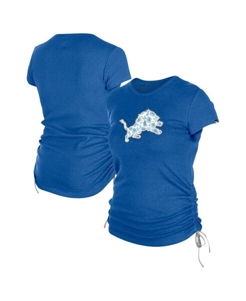 Women's Blue Detroit Lions Ruched Side T-Shirt