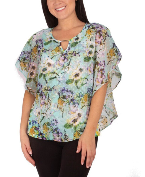 Petite Poncho Top with Keyhole Neckline