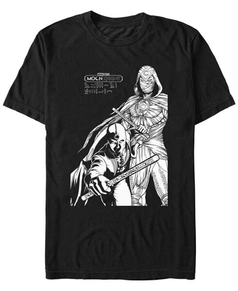 Men's Moon Knight Mk Line Art Duo Short Sleeve T-shirt