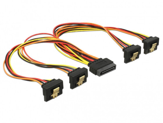 Delock 60167 - 0.3 m - SATA 15-pin - 4 x SATA 15-pin - Male - Female - Gold