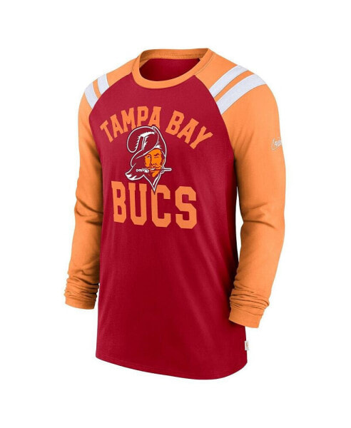 Men's Red, Orange Tampa Bay Buccaneers Classic Arc Raglan Tri-Blend Long Sleeve T-shirt
