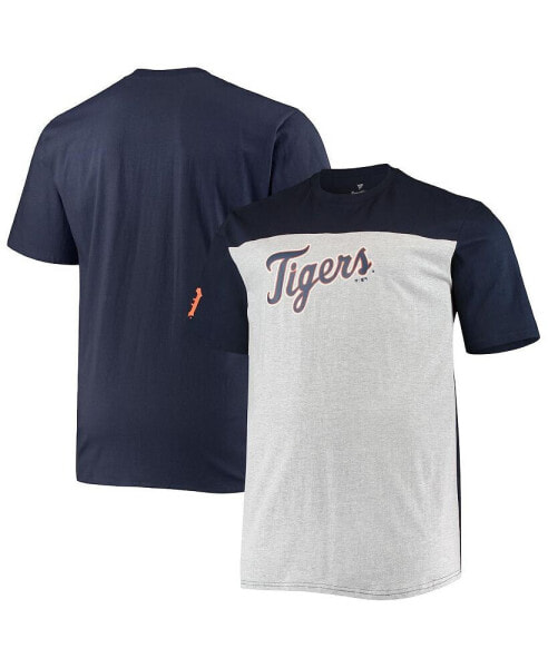 Men's Navy and Heathered Gray Detroit Tigers Big and Tall Colorblock T-shirt