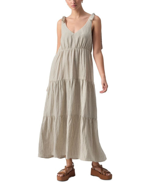 Women's Move Your Body Striped Linen-Blend Maxi Dress