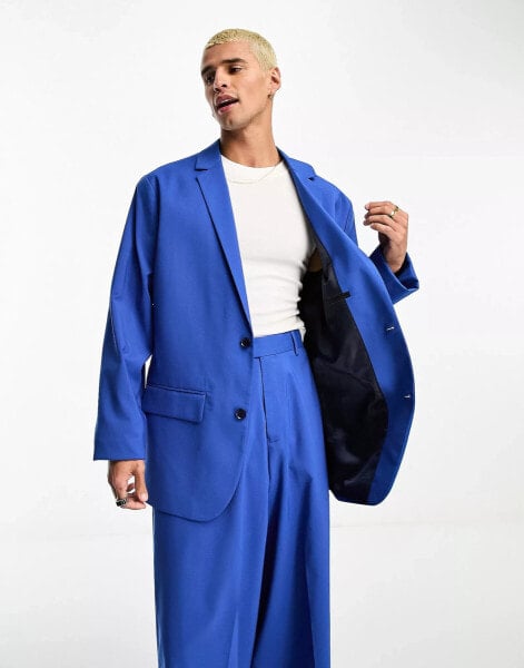 ASOS DESIGN oversized suit jacket in cobalt blue