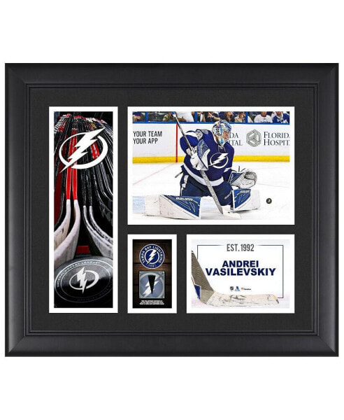 Andrei Vasilevskiy Tampa Bay Lightning Framed 15" x 17" Player Collage with a Piece of Game-Used Puck