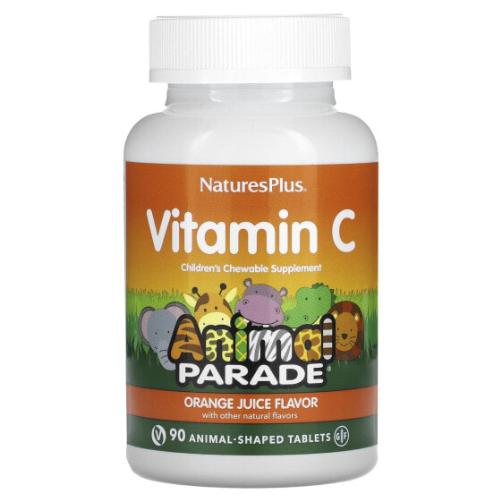 Витамин C для здоровья от гриппа и простуды NaturesPlus Антигрипп 90 жевательных таблеток в виде животных