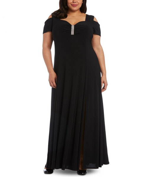 Plus Size Rhinestone-Detail Gown