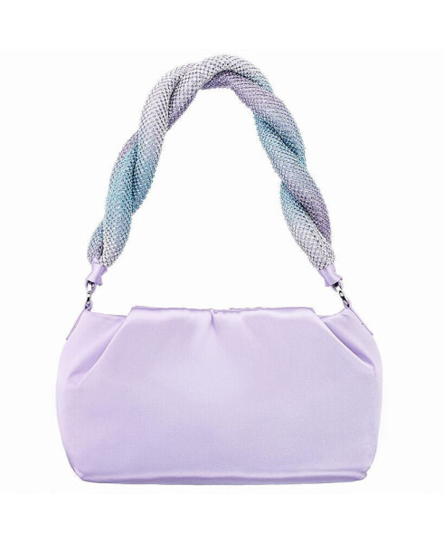 Ombre Twisted Crystal Mesh Strap Shoulder Bag