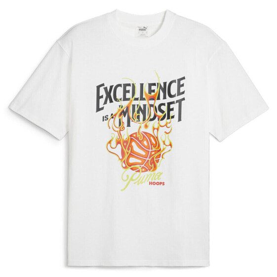 Puma Hoops Excellence Graphic Crew Neck Short Sleeve T-Shirt Mens White Casual T