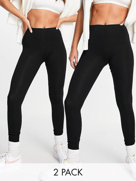 New Look 2 pack leggings in black