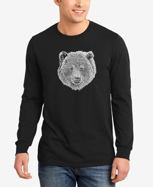 Men's Word Art Long Sleeve Bear Face T-shirt
