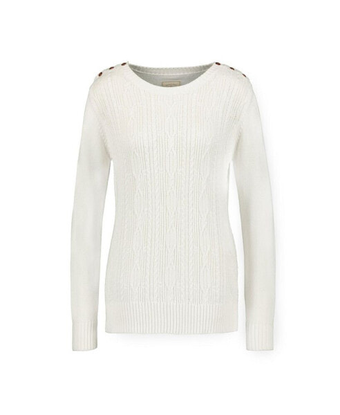 Women's Cable Sweater with Button Detail