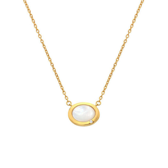 Elegant gold-plated necklace with mother-of-pearl and diamond Gemstones DN200