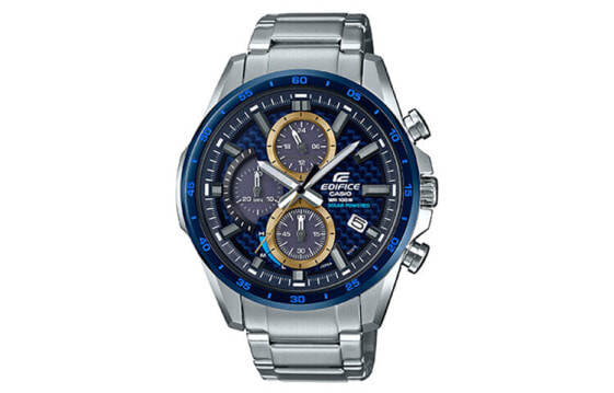 CASIO 卡西欧 EDIFICE系列 时尚潮流商务太阳能动力撞色经典指针双眼设计日期显示人造蓝宝石玻璃镜面蓝盘防水石英手表不锈钢表带 日韩表 男表 蓝黑盘 EQS-900BCD-2AVUPR#商务推荐 / Часы кварцевые Casio Edifice EQS-900BCD-2AVUPR