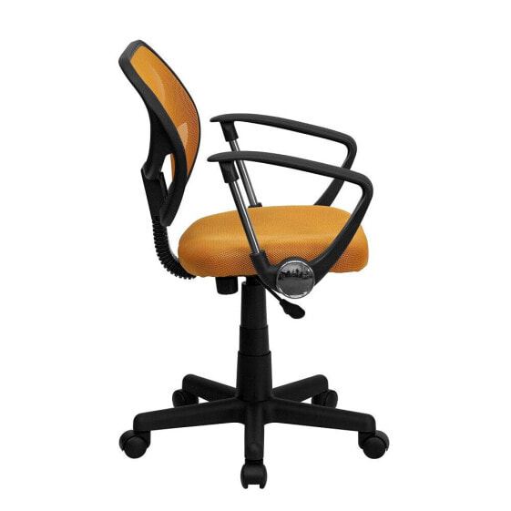 Mid-Back Orange Mesh Swivel Task Chair With Arms