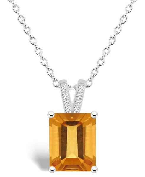 Women's Citrine (3-1/6 ct.t.w.) and Diamond Accent Pendant Necklace in Sterling Silver
