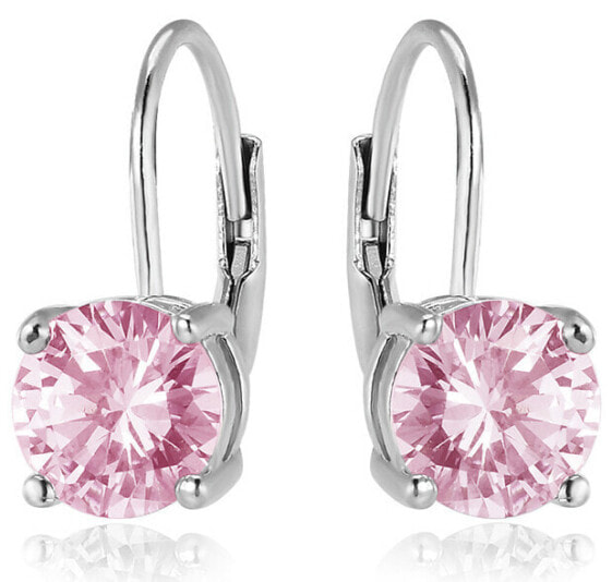 Silver earrings with pink zircons AGUC2233