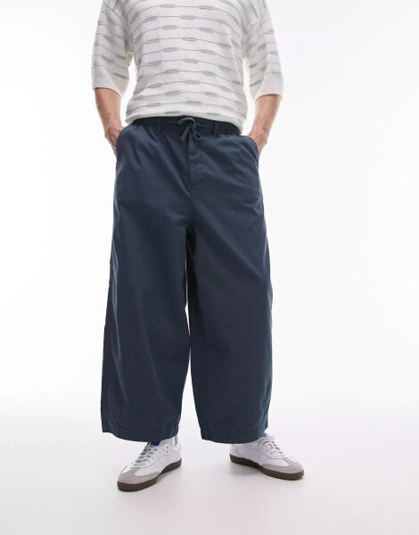 Topman wide leg trousers in mid blue