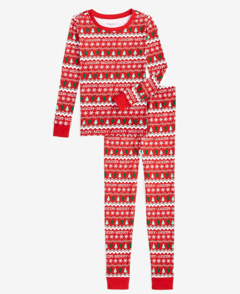 Family Pajamas Little & Big Kids 2-Pc. Cotton Snug-Fit Merry Mix It Family Matching Christmas Pajamas, Created for Macy's