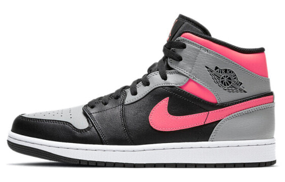 Кроссовки Nike Air Jordan 1 Mid Pink Shadow (Серый, Черный)