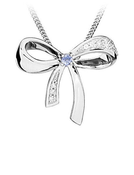 Charming silver pendant bow with tanzanite PG000100