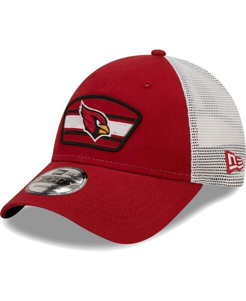 Men's Cardinal, White Arizona Cardinals Logo Patch Trucker 9FORTY Snapback Hat