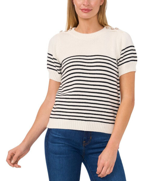 Women's Striped Short-Sleeve Sweater