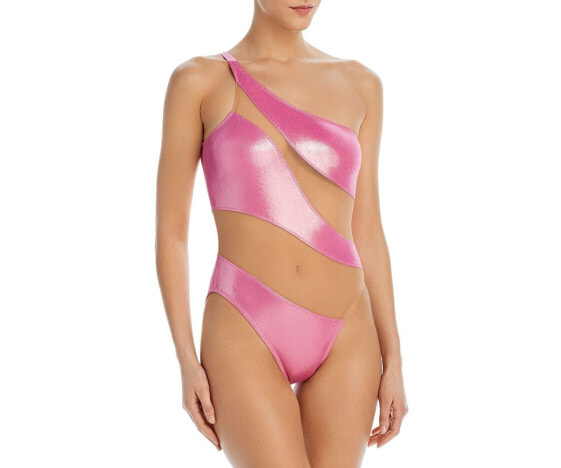 Norma Kamali Women's Standard One Piece Swimsuit Candy Pink/Nude MESH Size L