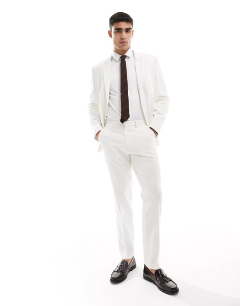 ASOS DESIGN wide fit suit trousers in white