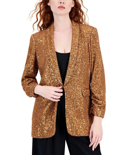 Women's Sequin Shawl-Collar Blazer