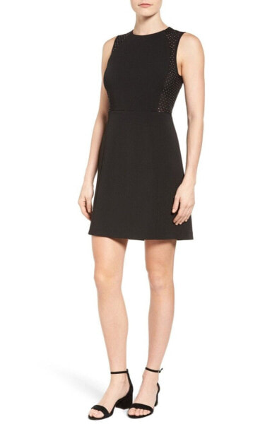 Michael Kors Women's Studded Tulle Inset Bodycon Dress Black Size 8