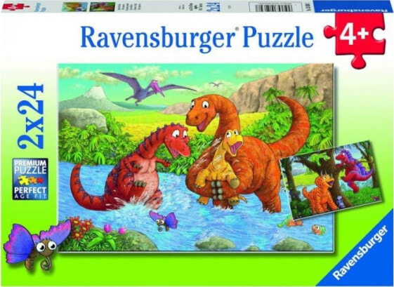 Ravensburger Puzzle 2x24 elementy Bawiące sie dinozaury