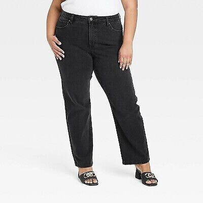 Women's High-Rise Straight Leg Jeans - Ava & Viv Black 18