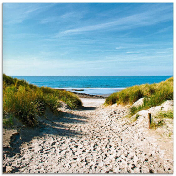 Glasbild Strand mit Sanddüne Weg zur See