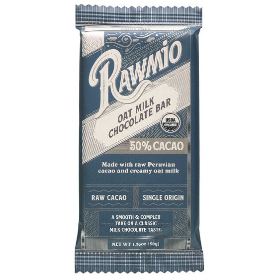 Rawmio, Батончик с овсяным молоком, 50% какао, 50 г (1,76 унции)