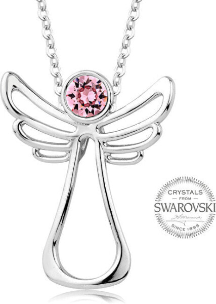 Guardian Angel Pink Crystal Necklace