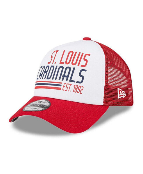 Men's White, Red St. Louis Cardinals Stacked A-Frame Trucker 9FORTY Adjustable Hat