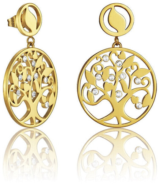 Elegant gold-plated earrings with Happiness crystals 80007E11012