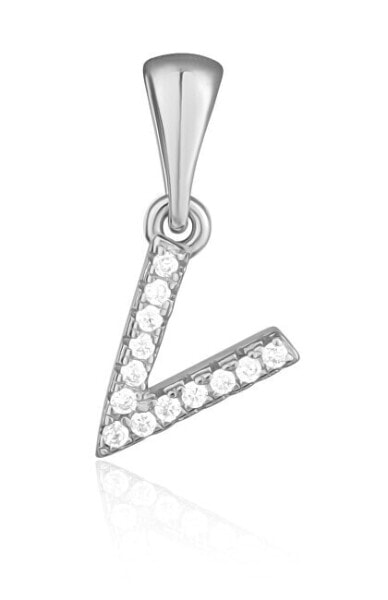 Silver pendant with zircons letter "V" SVLP0948XH2BI0V