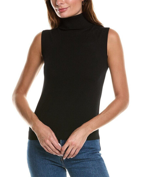 Lafayette 148 New York Petite Sleeveless Turtleneck Leather Top Women's