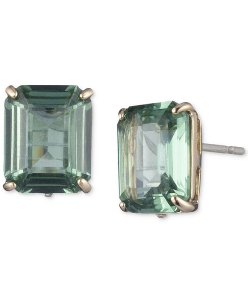 Gold-Tone Color Crystal Square Stud Earrings