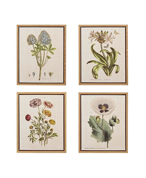 Martha Stewart Herbal Botany Set Framed Linen Canvas 4-Pc Set