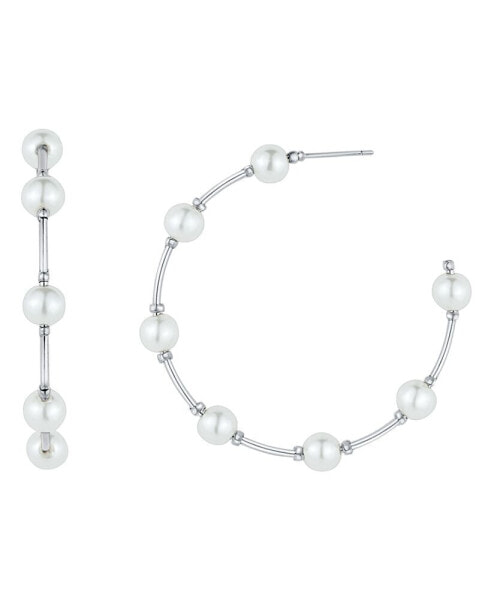 Imitation Pearl C Hoop Earring