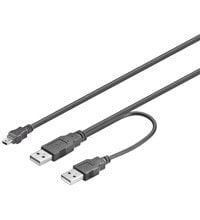 Wentronic Goobay USB 2.0 cable, 0.6m, 0.6 m, 2 x USB A, Mini-USB B, Male/Male, Black