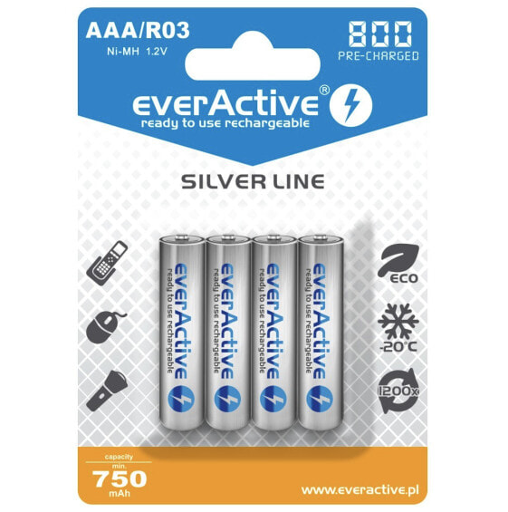 everActive Rechargeable batteries Ni-MH R03 AAA 800 mAh Silver Line - Battery - Micro (AAA)