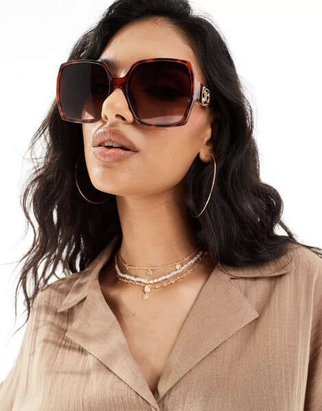 River Island oversized square sunglasses in tortoiseshell